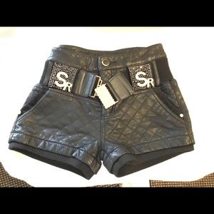 black leather hot pants shorts